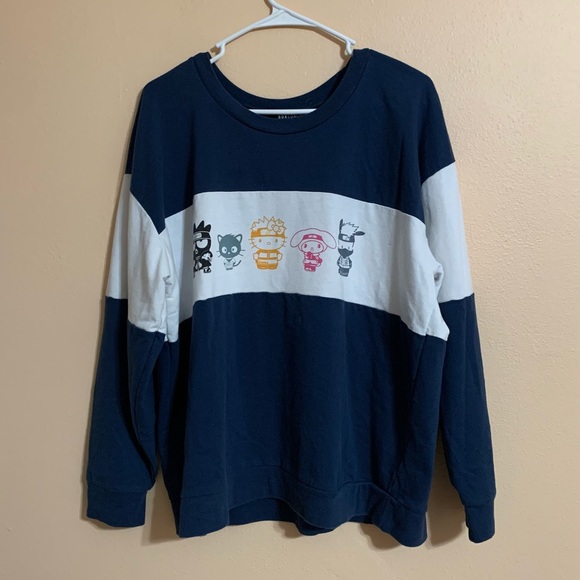 Hello Kitty Tops - Naruto Shippuden x Hello Kitty Long Sleeve Shirt Sanrio Shonen Jump Blue Sz XL